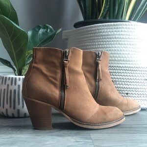 TopShop Brown Leather Double Zip Ankle Booties
